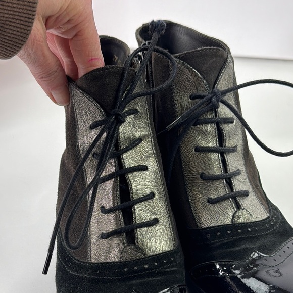 Gadea Black and Gray patent Leather Lace-up Ankle Boots - Picture 9 of 12